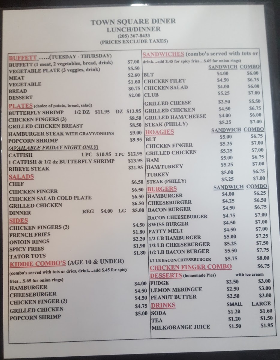 Town Square Diner Photo Menu 2