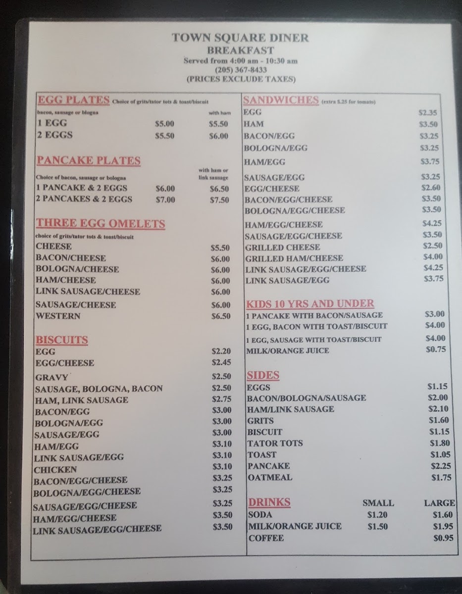 Town Square Diner Photo Menu 3