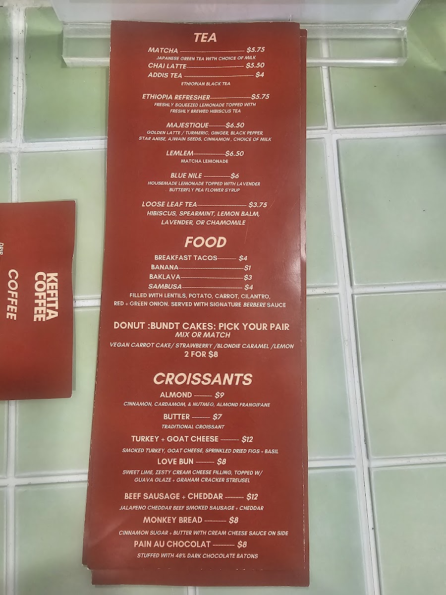 Kefita Coffee Photo Menu 1