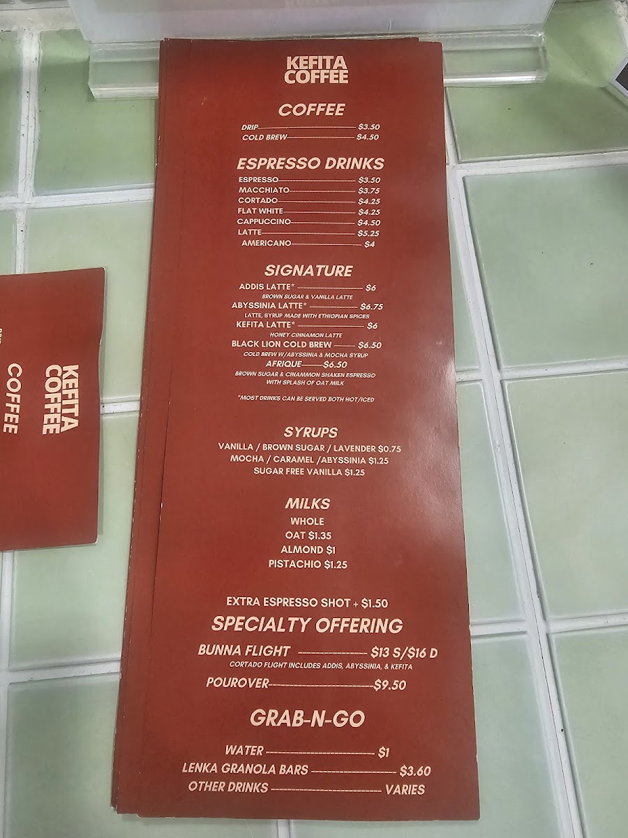 Kefita Coffee Photo Menu 2