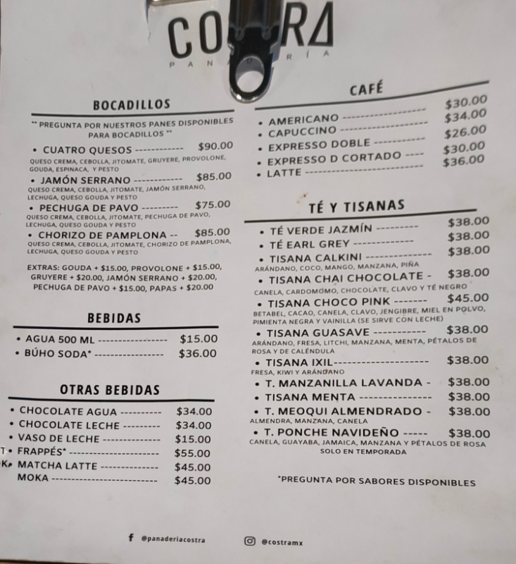 Panadería COSTRA Photo Menu 1