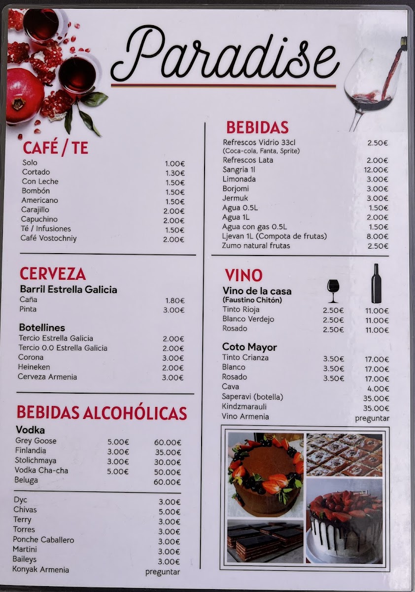 Paradise · Restaurant i Cafeteria Photo Menu 1