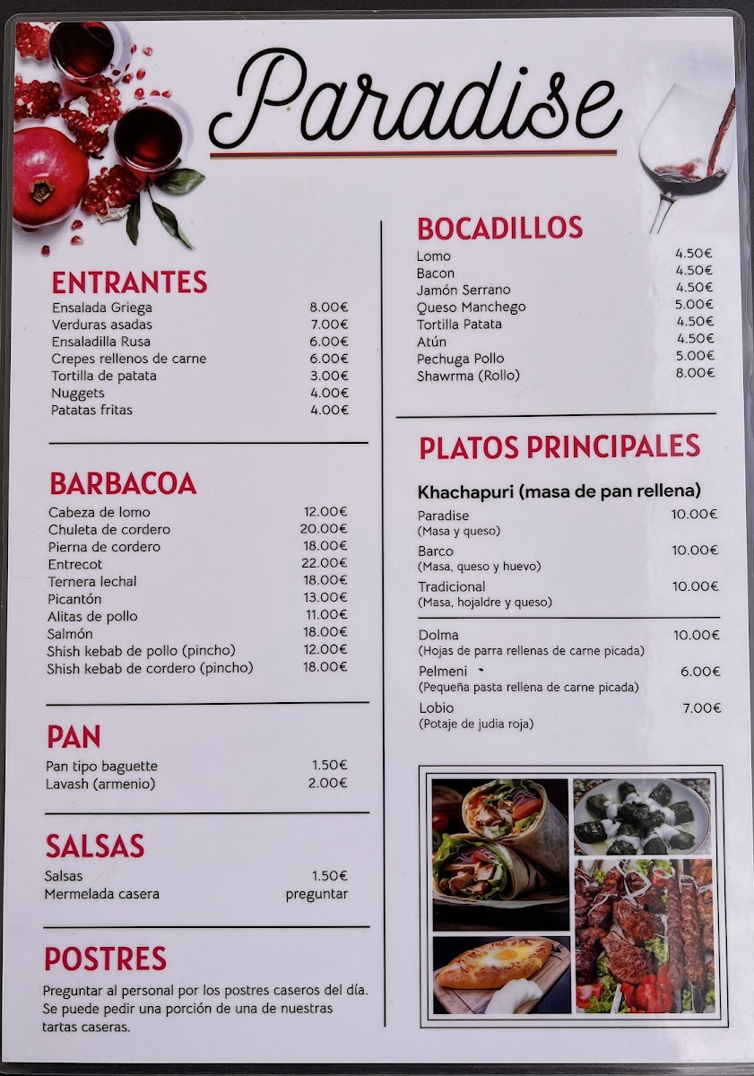 Paradise · Restaurant i Cafeteria Photo Menu 2