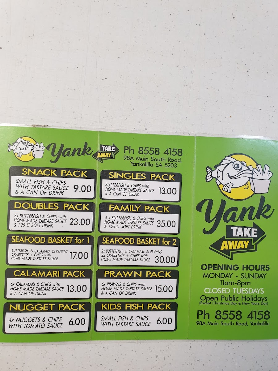 Yank takeaway Photo Menu 3