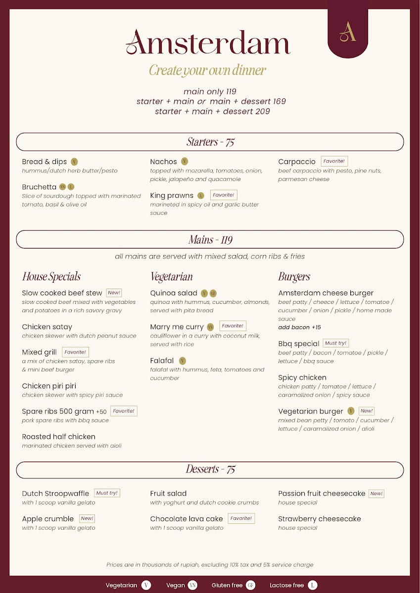 Amsterdam Restaurant Gili Trawangan Photo Menu 1
