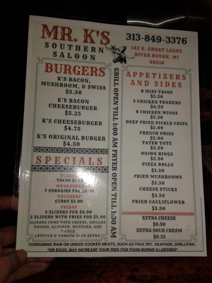 Mr K's Saloon Photo Menu 3