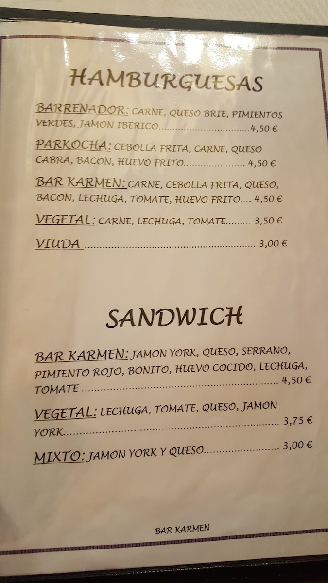 RESTAURANTE KARMEN BARRIA Photo Menu 1