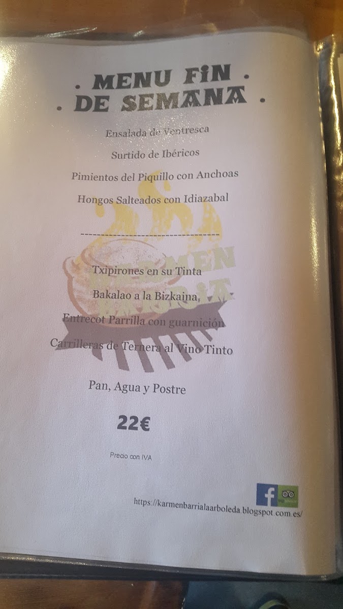 RESTAURANTE KARMEN BARRIA Photo Menu 3