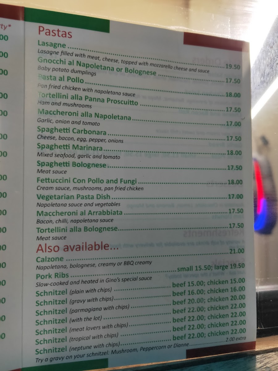 Gino's Pizza & Pasta - Millicent Photo Menu 6