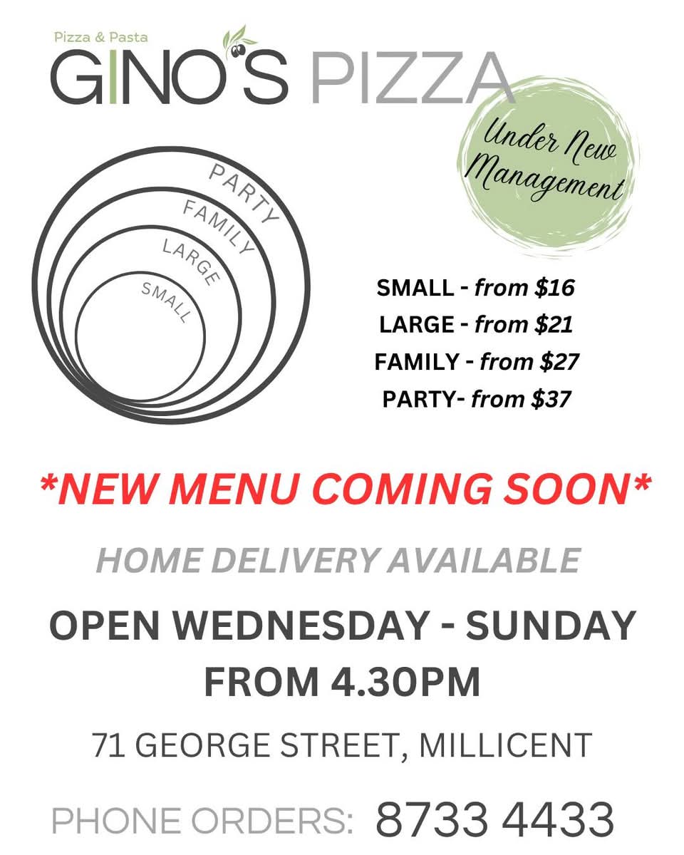 Gino's Pizza & Pasta - Millicent Photo Menu 9