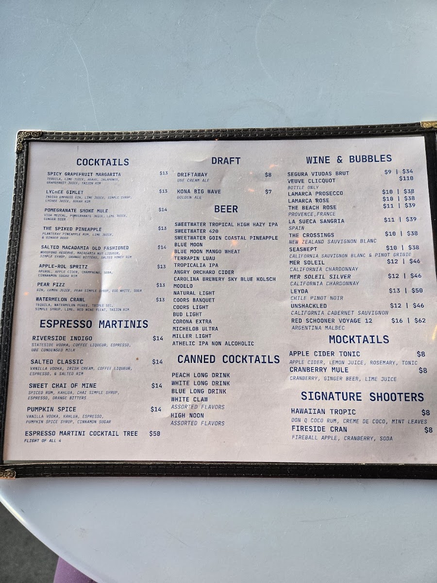Drift Raw Bar Photo Menu 2