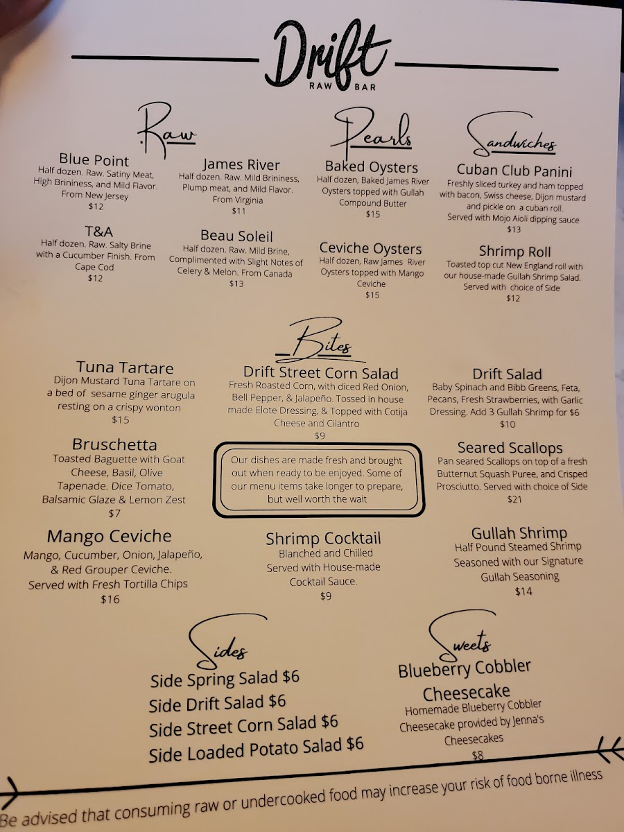 Drift Raw Bar Photo Menu 4