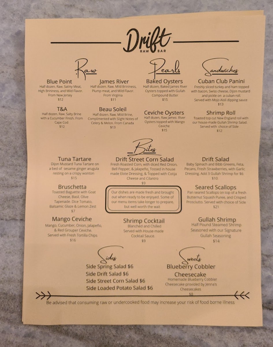 Drift Raw Bar Photo Menu 5