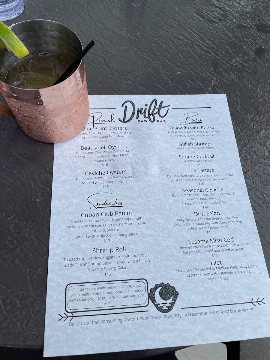 Drift Raw Bar Photo Menu 6