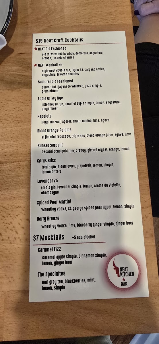 Neat Kitchen and Bar Photo Menu 1