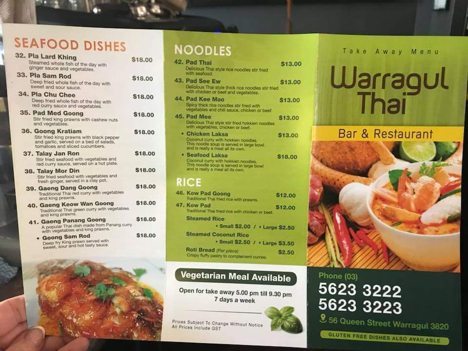 Warragul Thai Restaurant Photo Menu 8