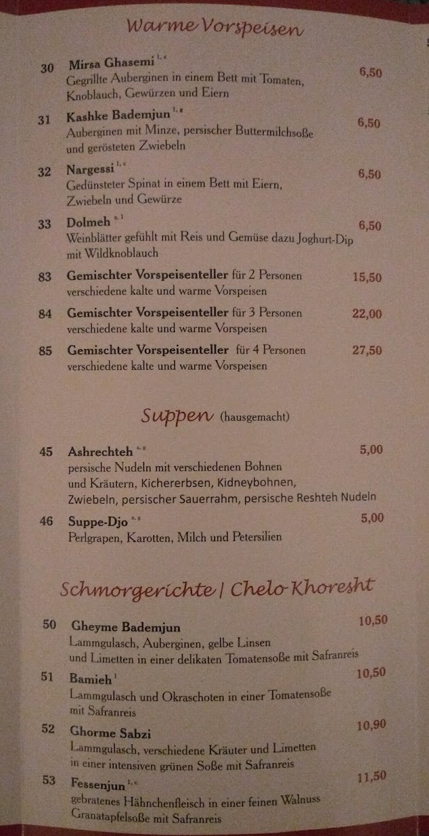 Teheran Restaurant Photo Menu 5