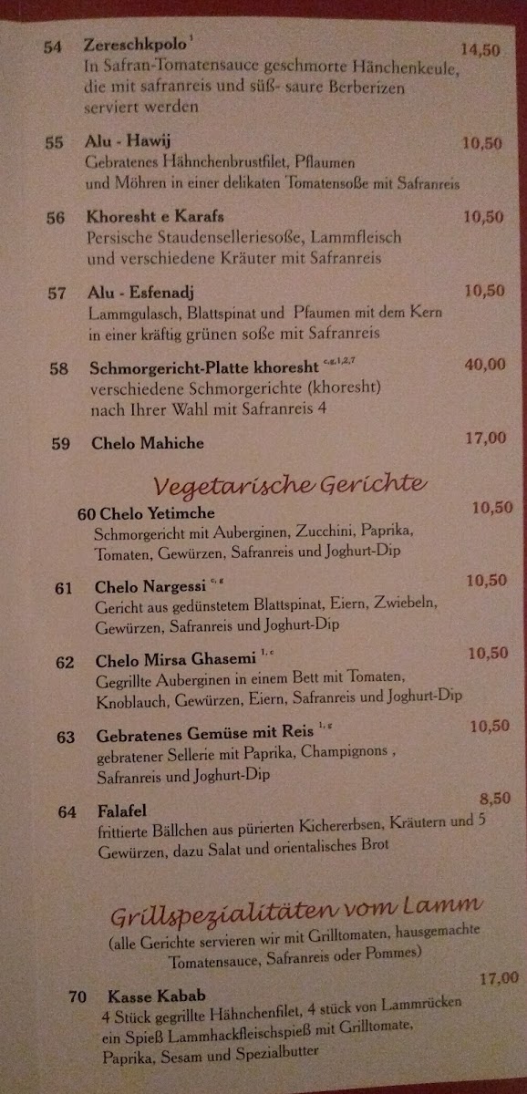 Teheran Restaurant Photo Menu 9