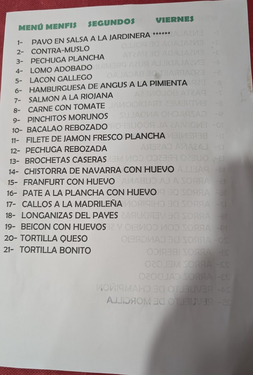 Restaurante Menfis Photo Menu 1