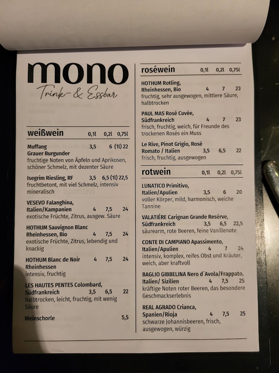 mono trink & essbar Photo Menu 5