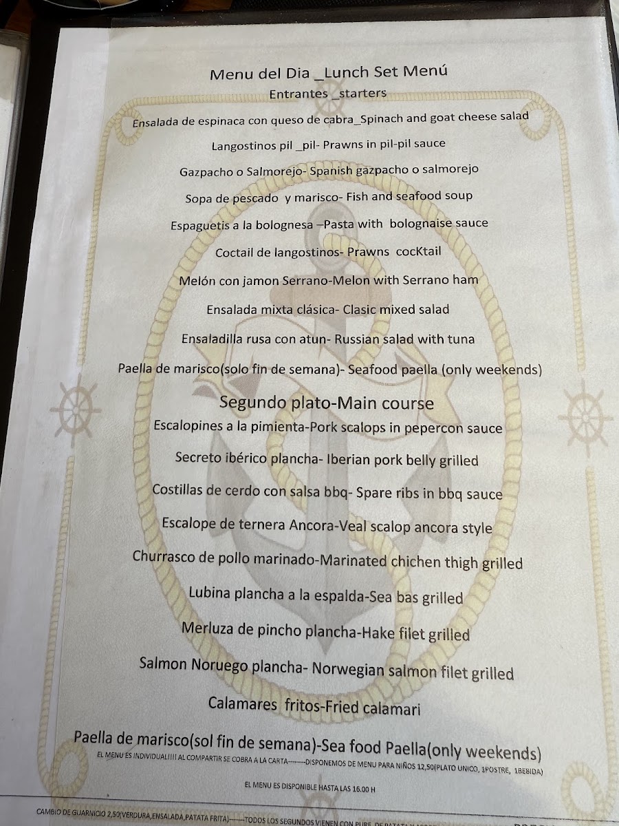 Restaurante Áncora Photo Menu 1