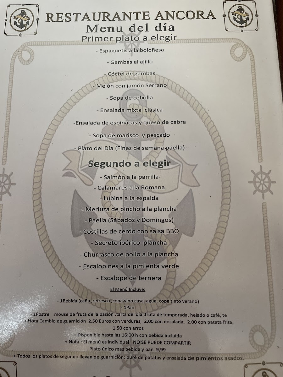 Restaurante Áncora Photo Menu 2