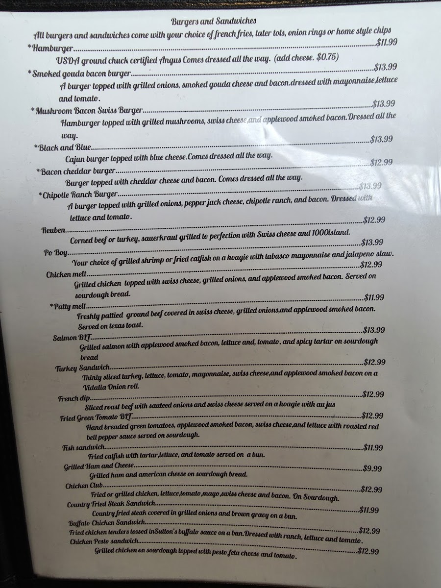Sutton's American Grill Photo Menu 3