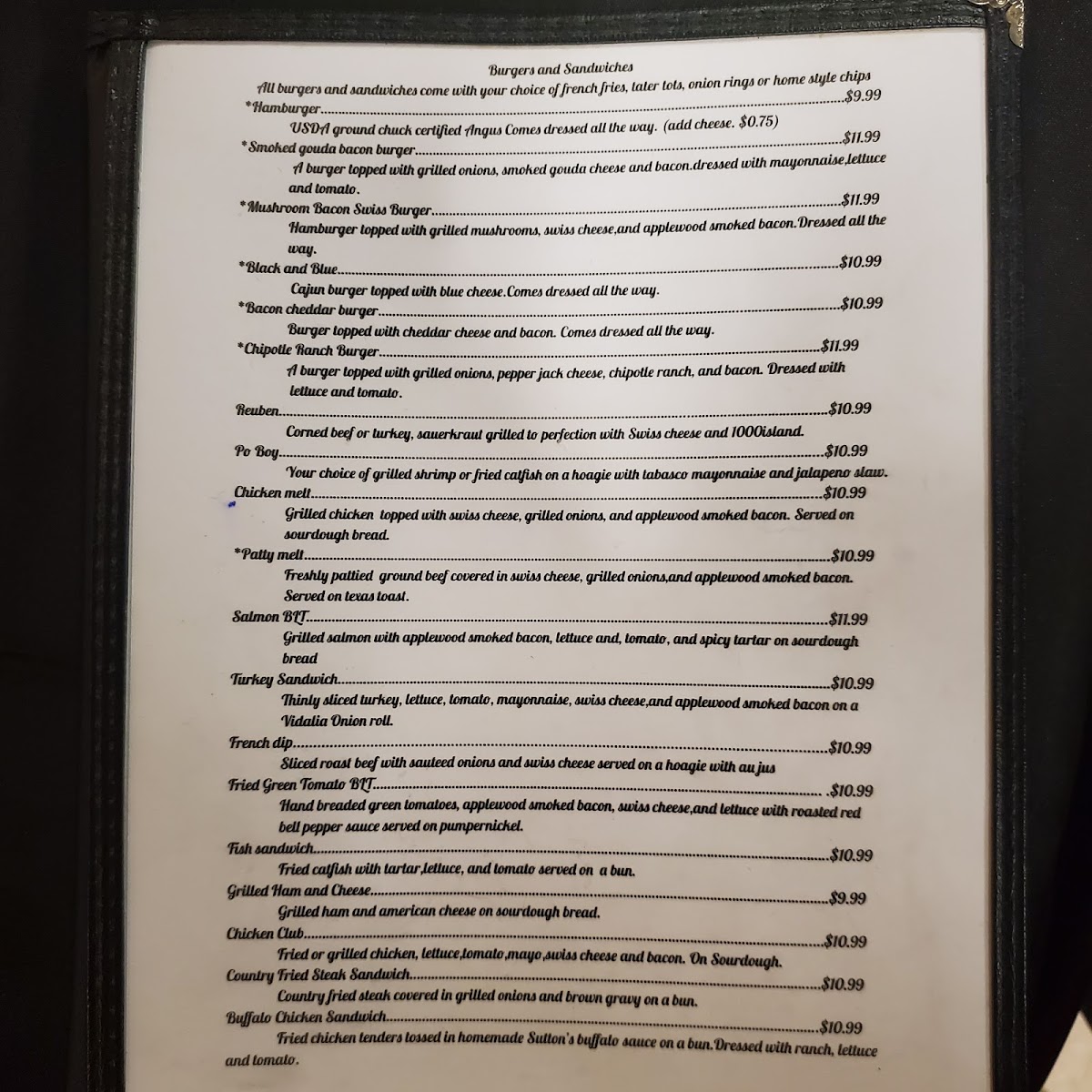 Sutton's American Grill Photo Menu 9