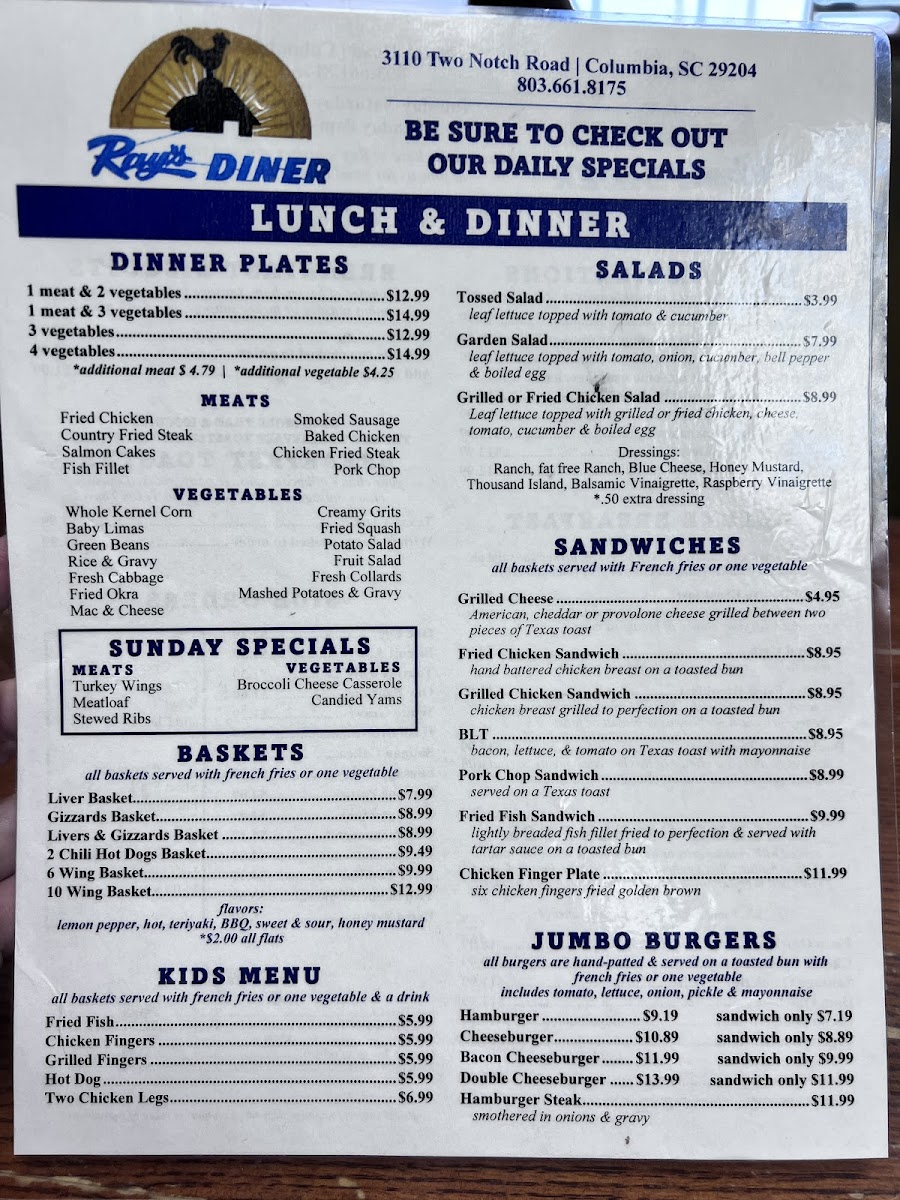 Ray's Diner Photo Menu 1