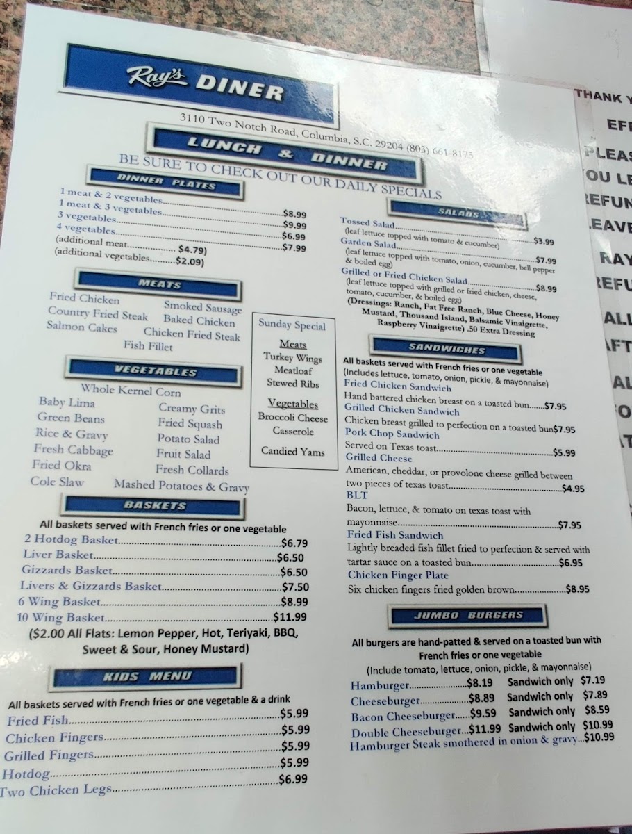 Ray's Diner Photo Menu 10
