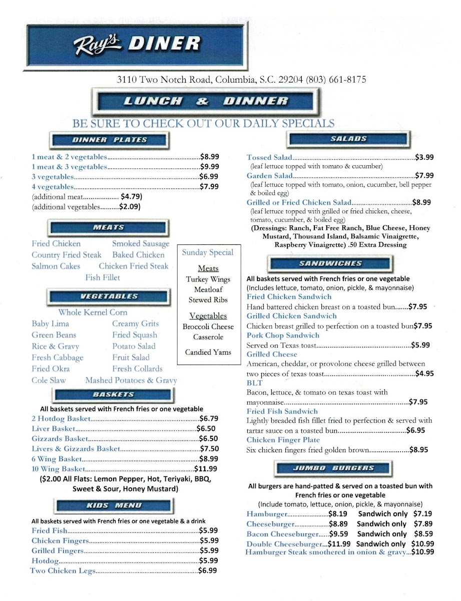 Ray's Diner Photo Menu 2