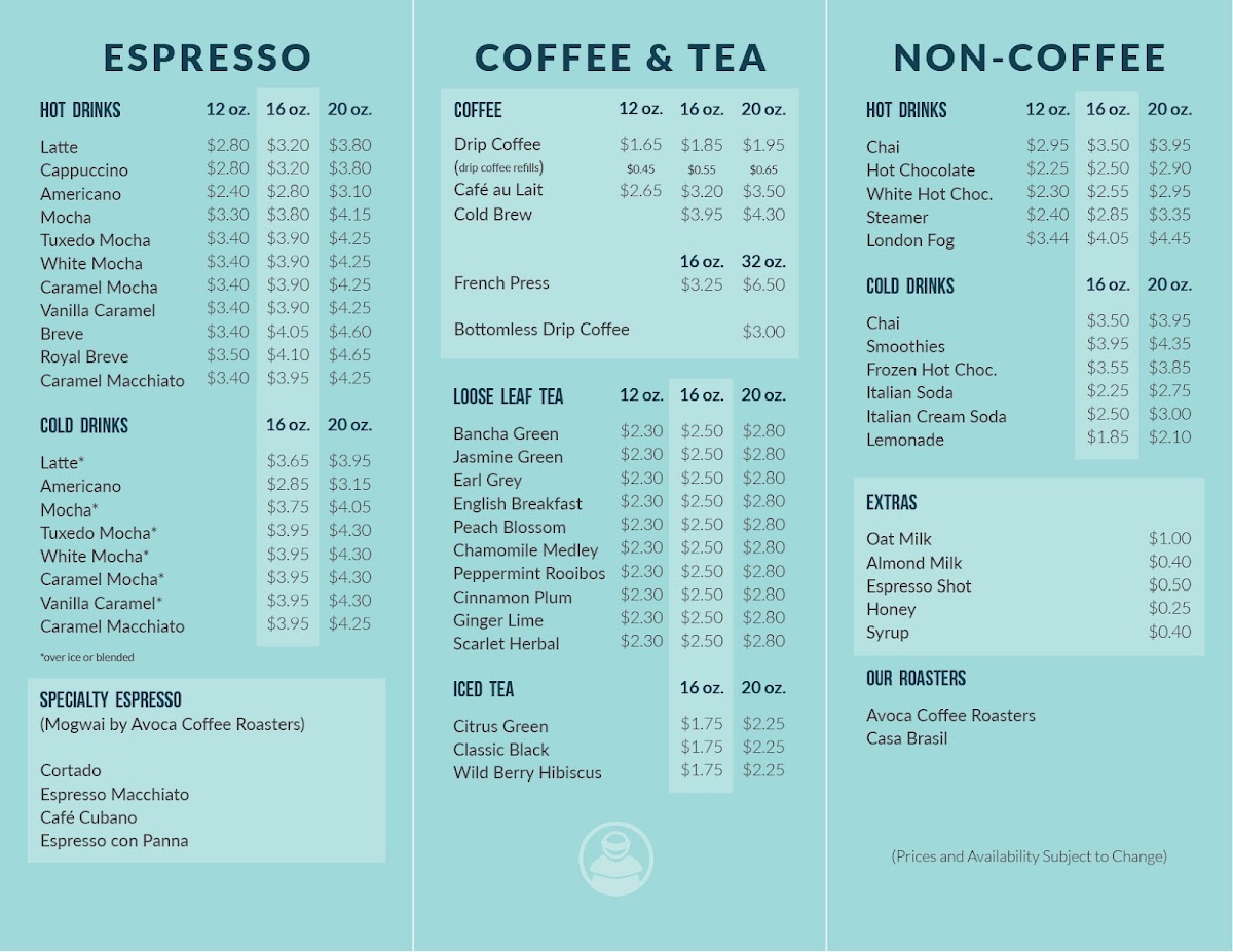 Monks Coffee Shop Photo Menu 1