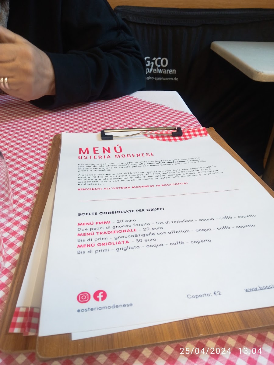 Osteria Modenese in Bocciofila Photo Menu 10