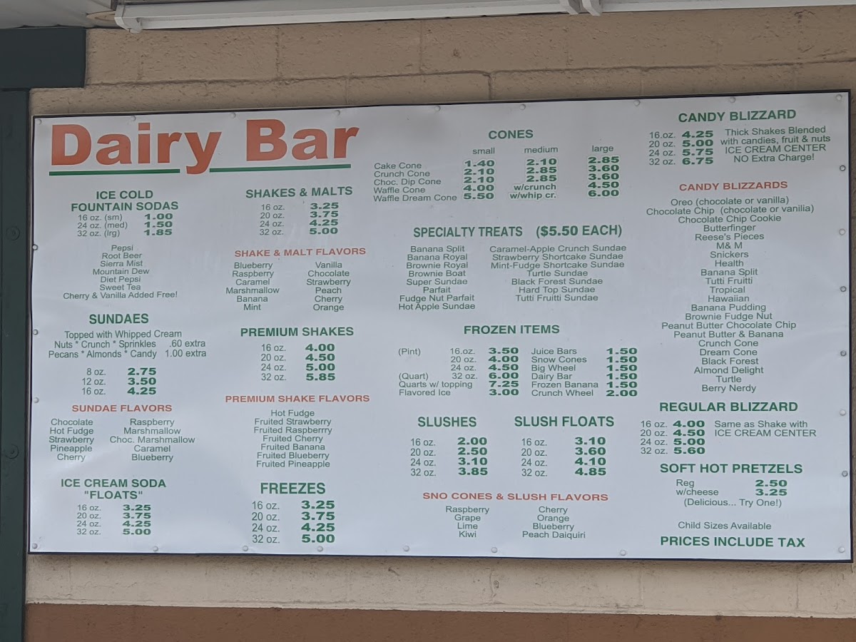 Lisa's Dairy Bar Photo Menu 2