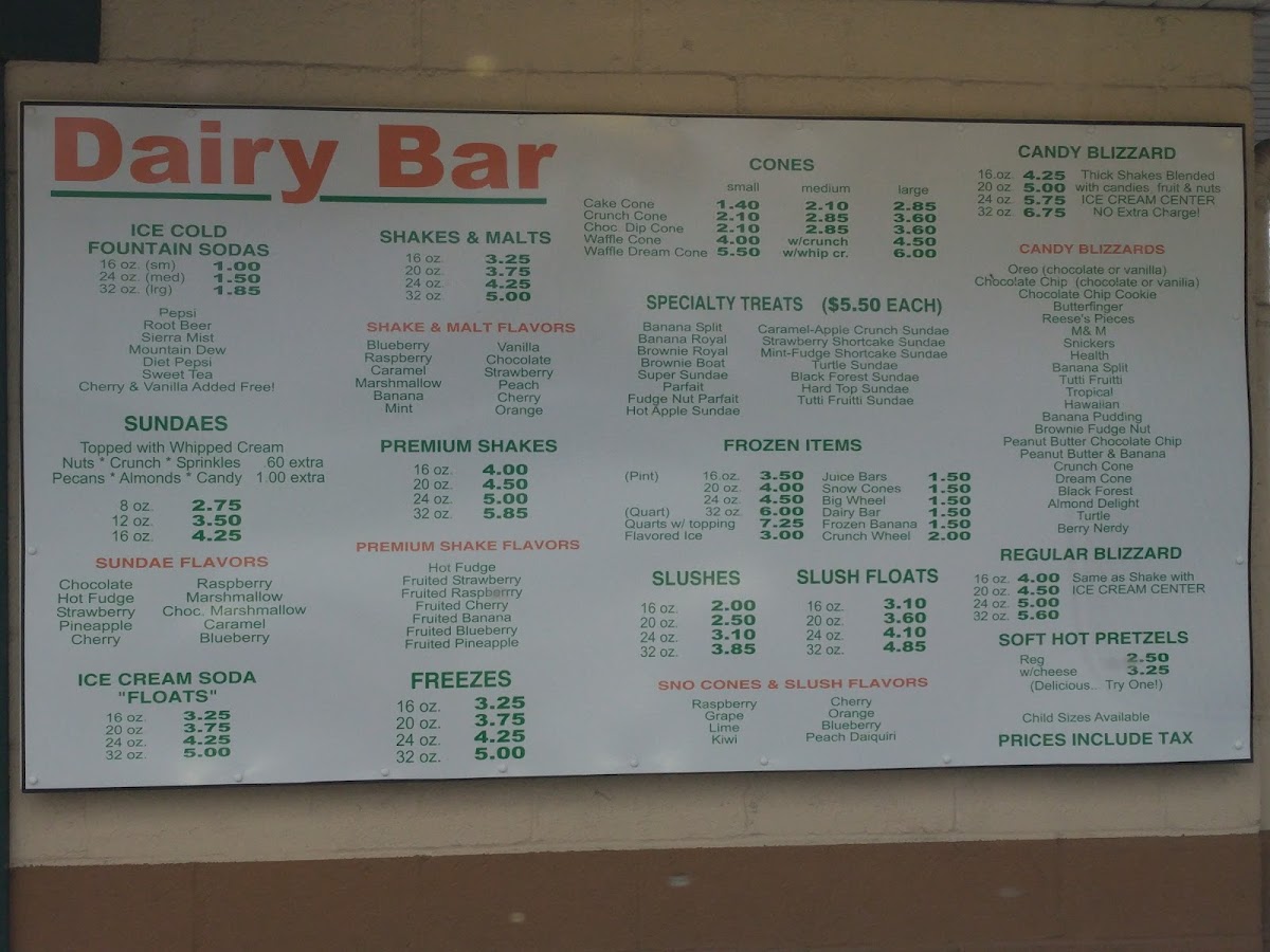 Lisa's Dairy Bar Photo Menu 3