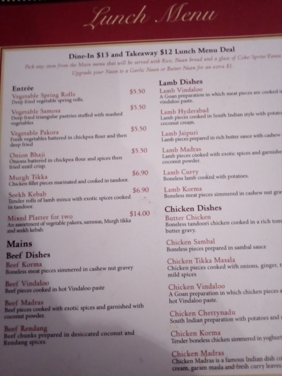 Curry Village Photo Menu 2