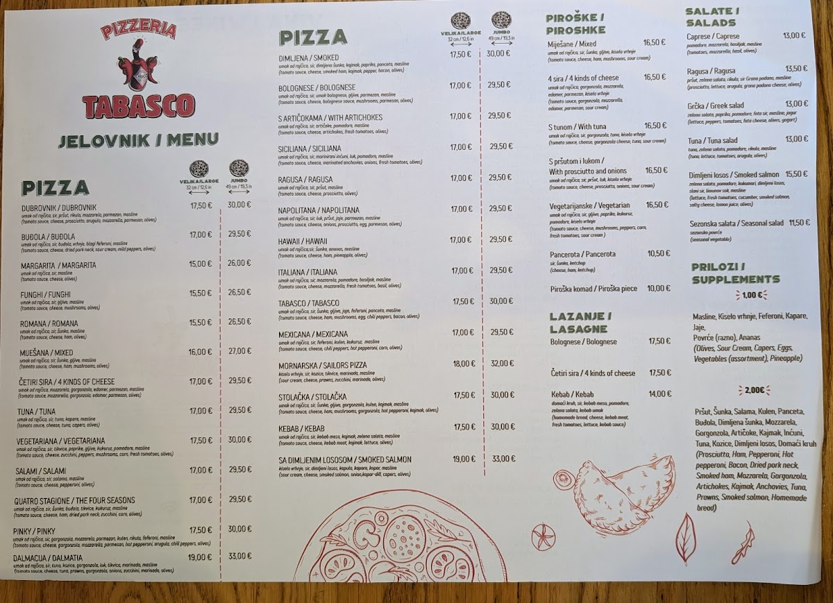 Pizzeria Tabasco Photo Menu 1