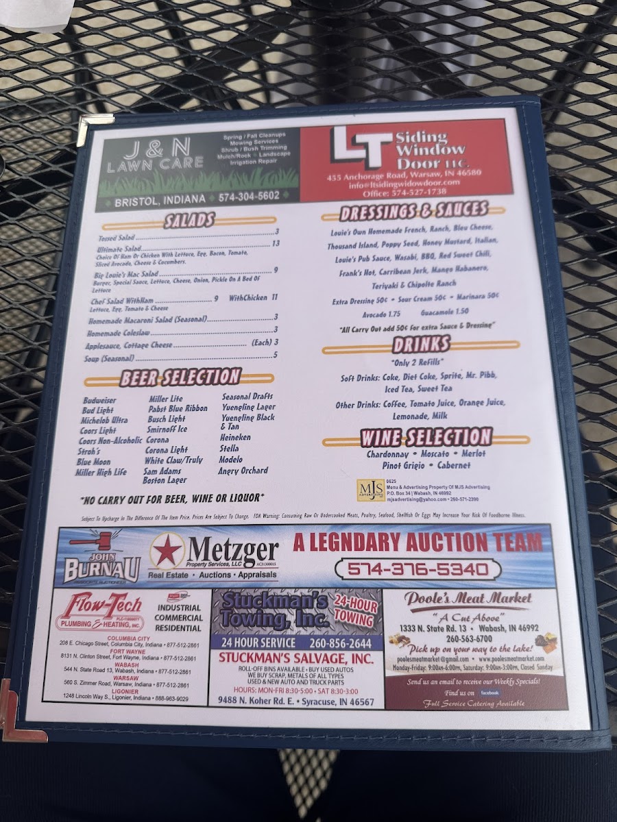 Louie's Bar & Grill Photo Menu 1