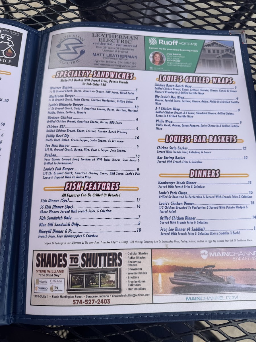 Louie's Bar & Grill Photo Menu 2