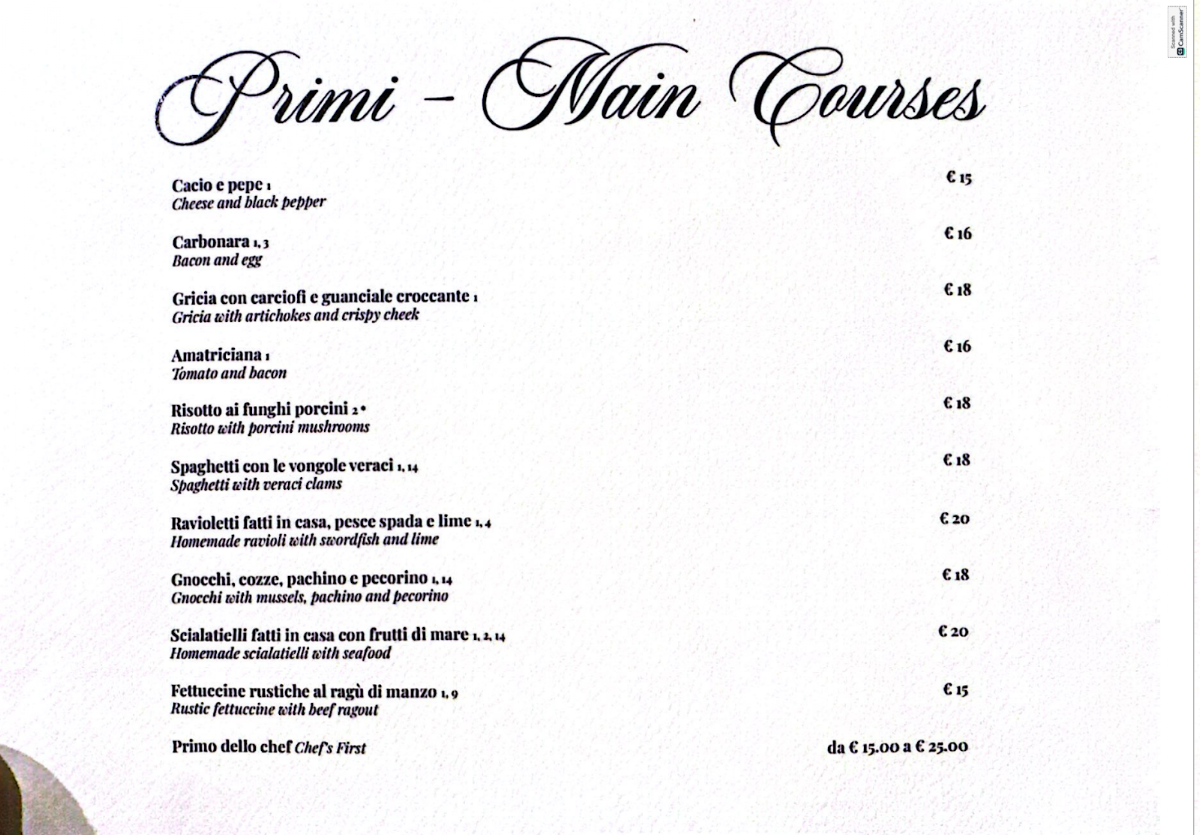 Margot - Ristorante Prati Photo Menu 1