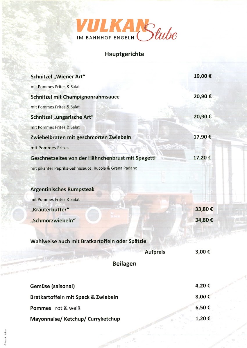 Vulkan-Stube Bahnhof Engeln Photo Menu 1