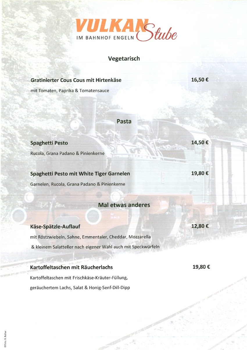 Vulkan-Stube Bahnhof Engeln Photo Menu 2