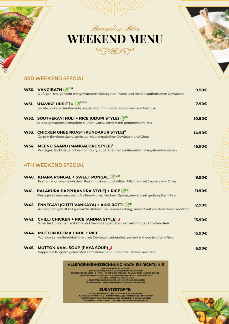 Bangalore bites Photo Menu 1