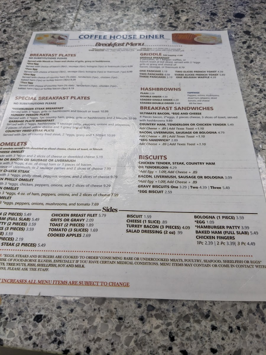 Coffee House Diner Photo Menu 2