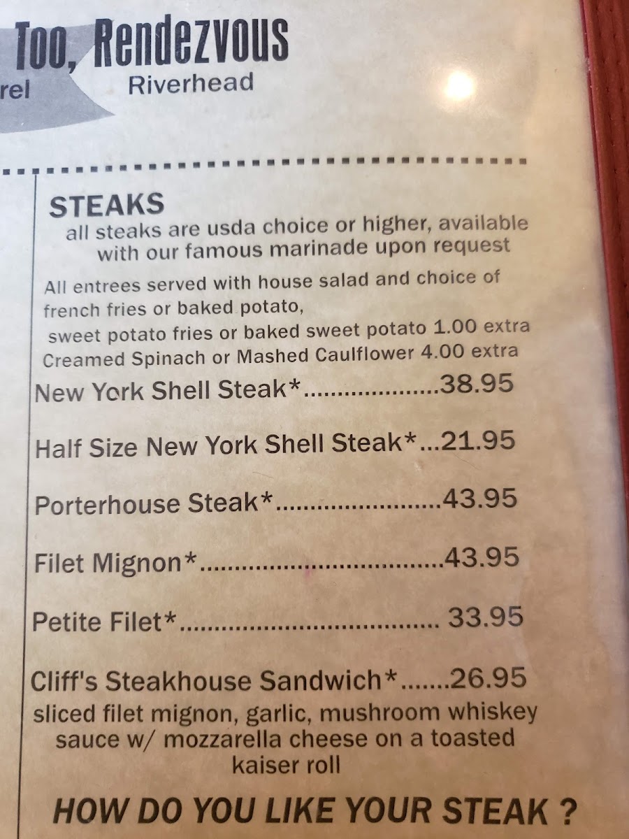 Cliff's Elbow Room Photo Menu 4