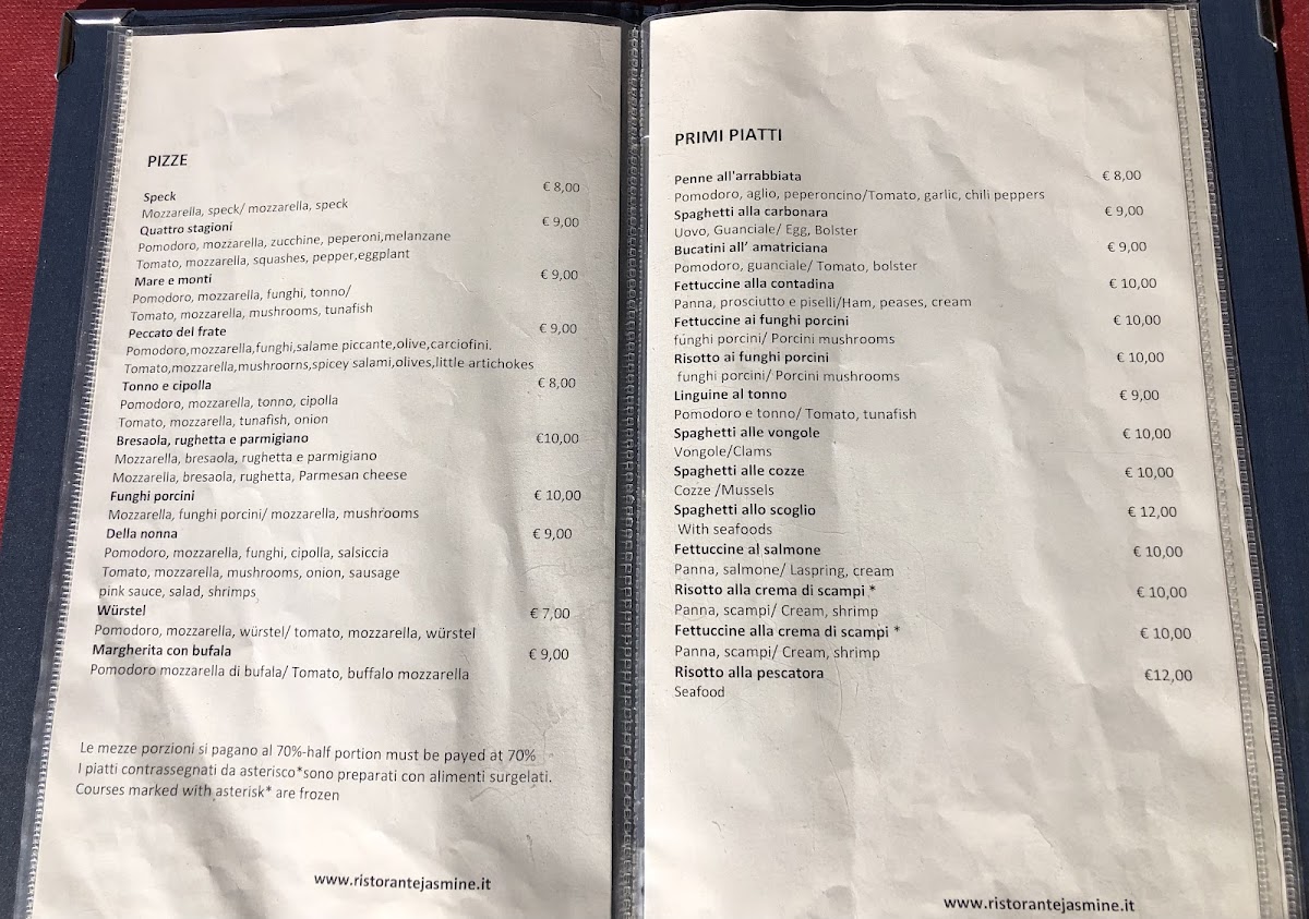 Ristorante Pizzeria Jasmine Photo Menu 1