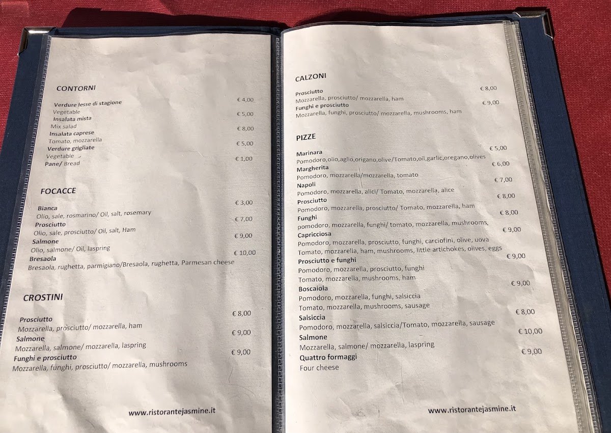 Ristorante Pizzeria Jasmine Photo Menu 2