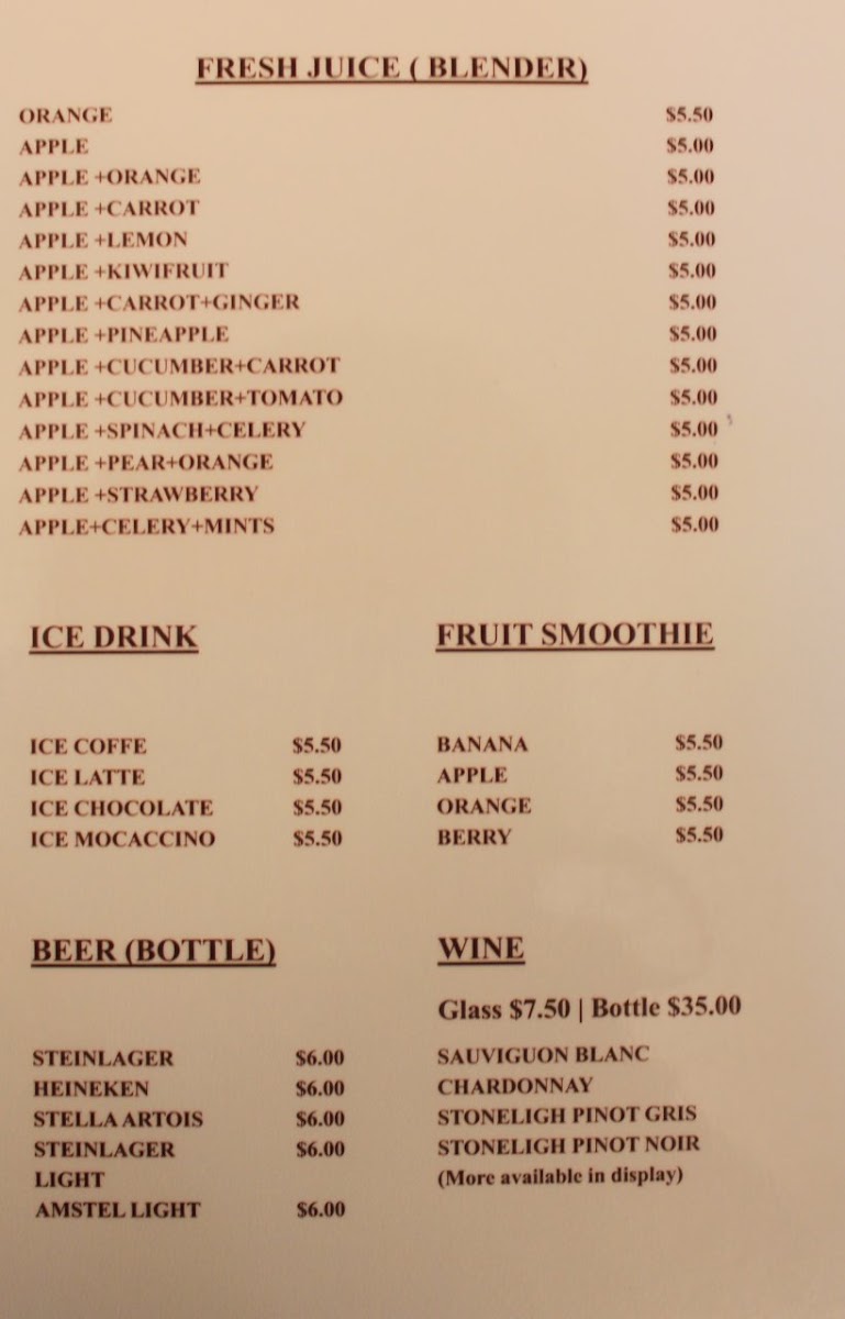 Sierra Café Lorne Street Photo Menu 2