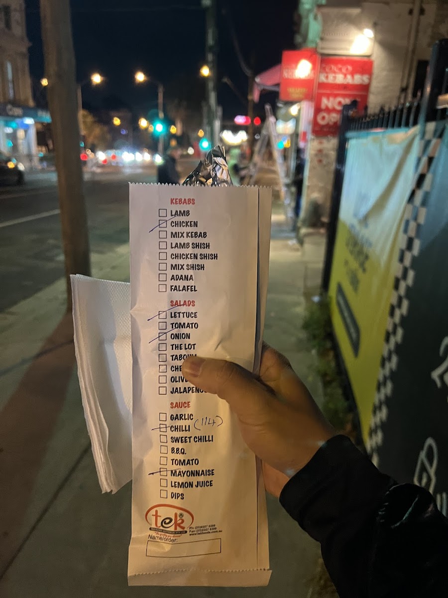Coco Kebabs - St Kilda Photo Menu 5