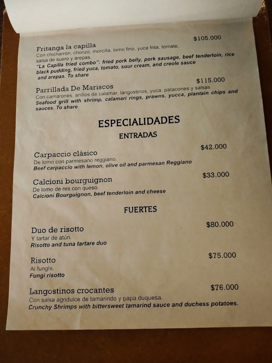 Restaurante La Capilla Photo Menu 1